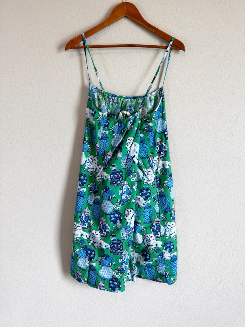 Printfresh Women's Fancy Cat Green Cotton Cami Nightgown Size Large - Picture 5 of 7